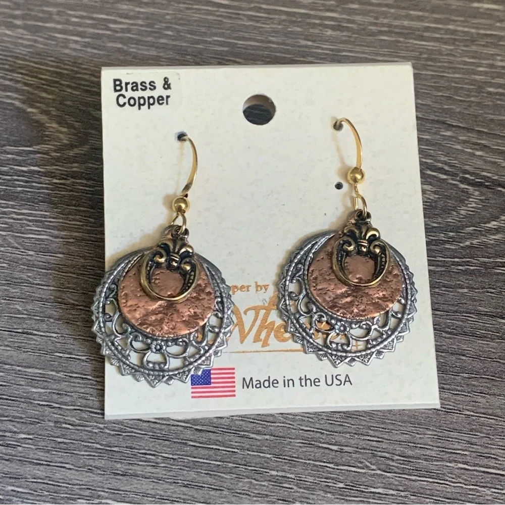 Copper by Wheeler Brass Copper Vintage Earrings